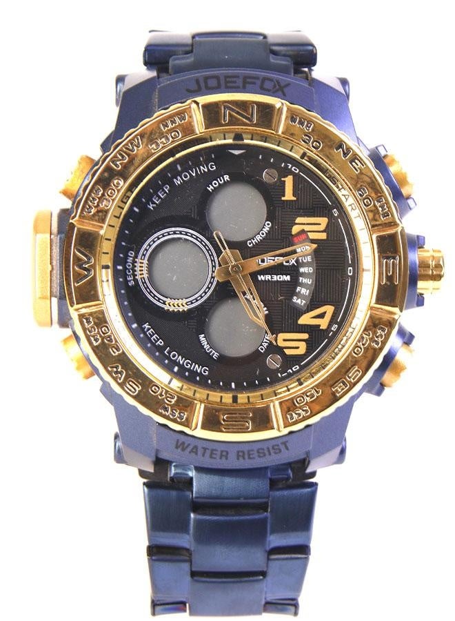 JoeFox Men’s JOEFOX Sports Wristwatch – Analog & Digital Display, Modern Design in Blue and Gold - Image 4